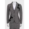 Black and white printed skirt suit