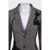 Black and white printed skirt suit