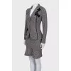 Black and white printed skirt suit