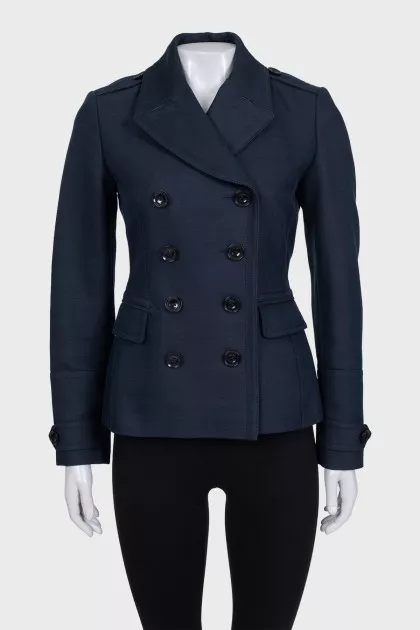 Blue double-breasted jacket with pockets