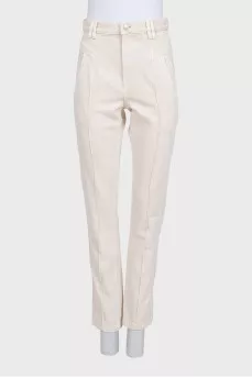 White high-waist straight jeans
