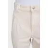 White high-waist straight jeans