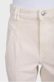 White high-waist straight jeans