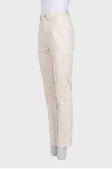 White high-waist straight jeans