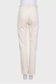 White high-waist straight jeans
