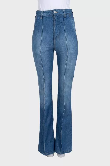 Blue jeans with a crease