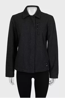 Gray straight jacket with a zipper