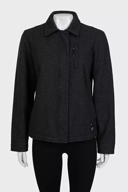 Gray straight jacket with a zipper