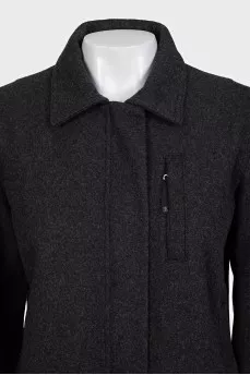 Gray straight jacket with a zipper