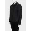 Gray straight jacket with a zipper