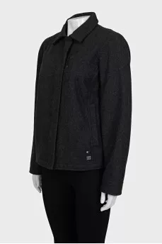 Gray straight jacket with a zipper