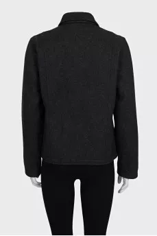 Gray straight jacket with a zipper