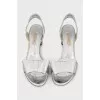 Silver leather sandals with a bow