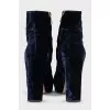 Blue velvet ankle boots