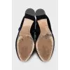 Blue velvet ankle boots