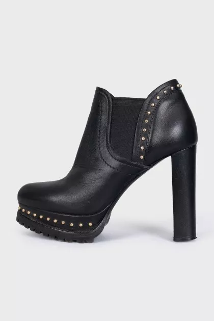 Black ankle boots with rhinestones