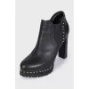 Black ankle boots with rhinestones