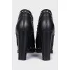 Black ankle boots with rhinestones