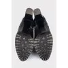 Black ankle boots with rhinestones