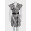 Fitted printed dress with belt