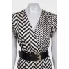 Fitted printed dress with belt