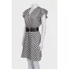 Fitted printed dress with belt