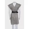 Fitted printed dress with belt