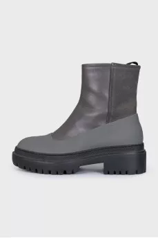 Leather boots with rubber inserts