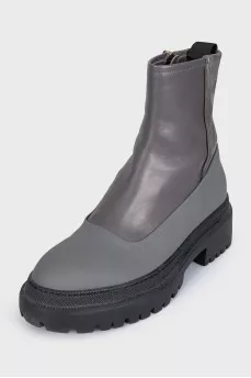Leather boots with rubber inserts
