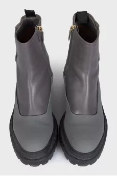 Leather boots with rubber inserts