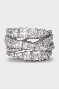 Chunky silver ring with crystals