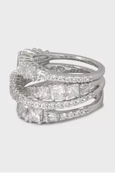 Chunky silver ring with crystals