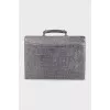 Men's gray leather briefcase