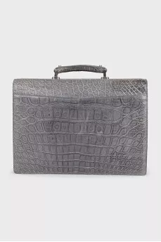 Men's gray leather briefcase