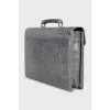 Men's gray leather briefcase