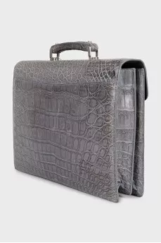 Men's gray leather briefcase