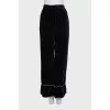 High-waisted velvet trousers