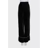 High-waisted velvet trousers