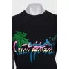 T-shirt with glitter print and tag