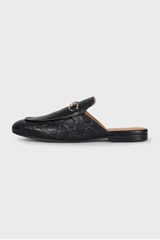 Princetown Embossed Brown Mules