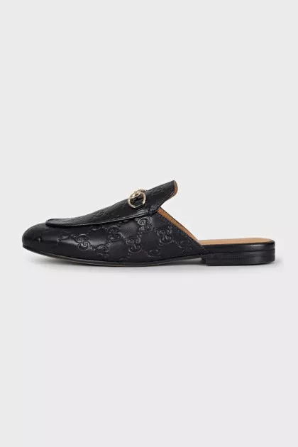 Princetown Embossed Brown Mules