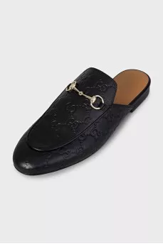 Princetown Embossed Brown Mules