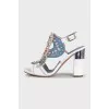 White leather sandals with decoration