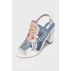 White leather sandals with decoration