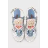 White leather sandals with decoration