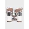 White leather sandals with decoration