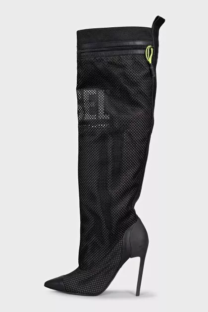 Black mesh boots