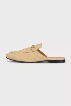 Beige Princetown mules