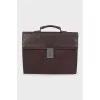 Men's leather briefcase with embossing