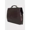 Men's leather briefcase with embossing